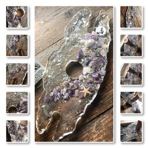 NWT Art by Andrea. vintage custom-made Wine Rack With amethyst raw crystals
